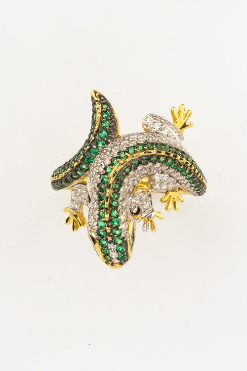 Кольцо из лимонного золота c фианитом