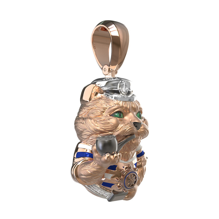 Подвеска из золота c эмалью, бриллиантами и рубином