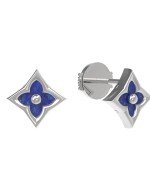 Серьги из белого золота 585 пробы c лазуритом