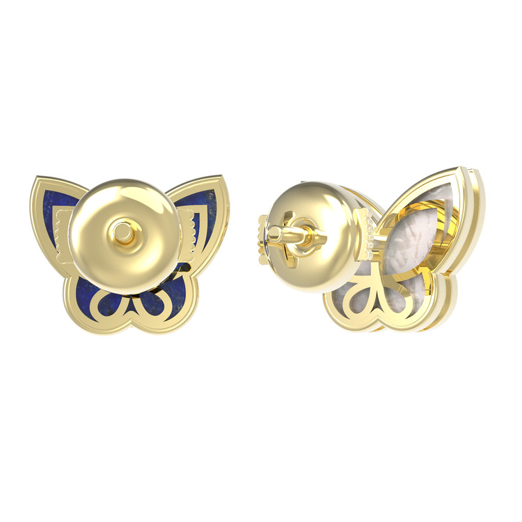 Серьги из лимонного золота c лазуритом и перламутром