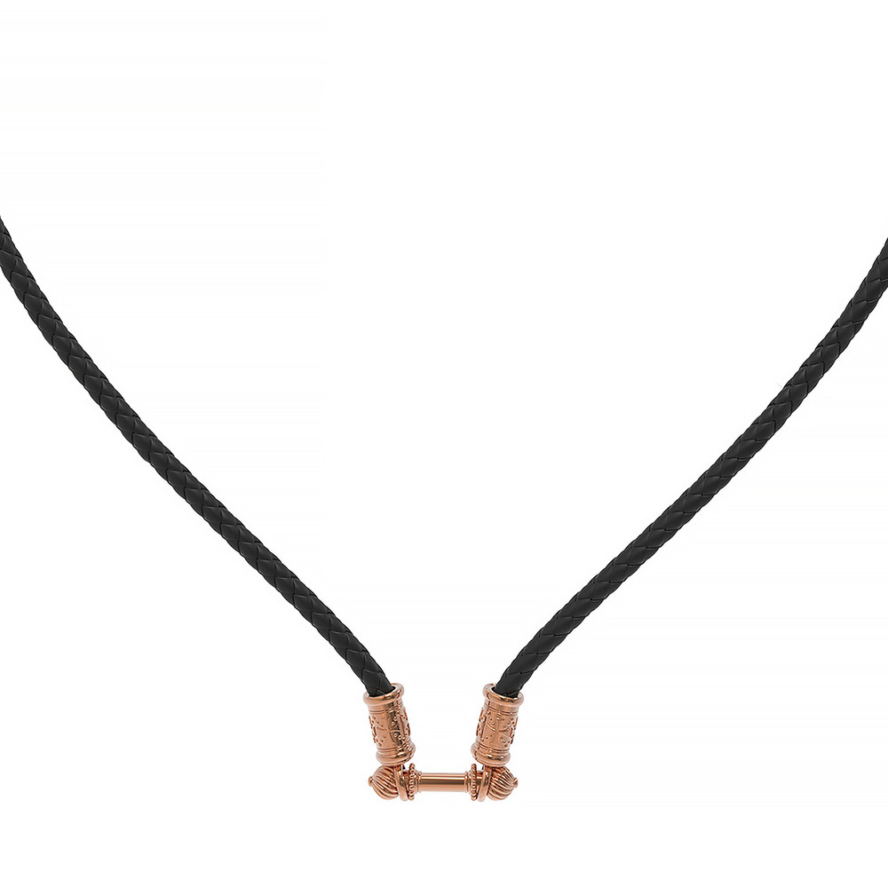 Гайтан из золота c кожаным шнурком