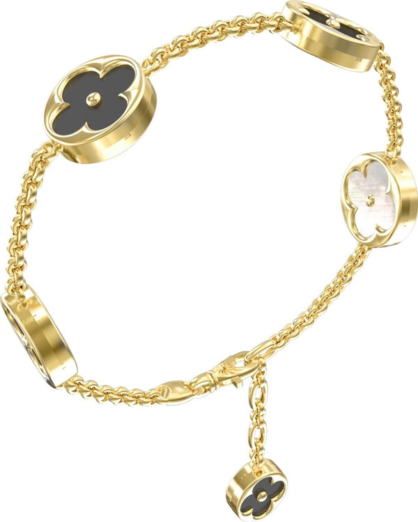 Браслет из лимонного золота c ониксом и перламутром