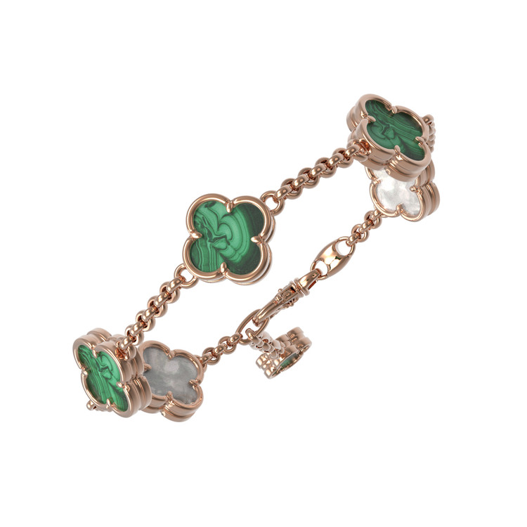 Браслет из золота c малахитом и перламутром