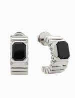 Серьги из белого золота 585 пробы c ониксом