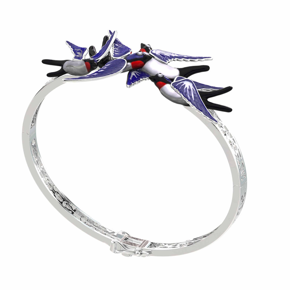 Браслет из белого золота c эмалью