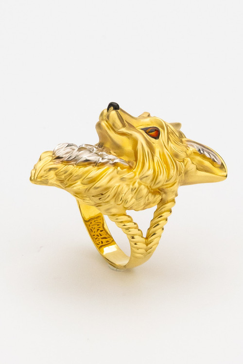 Кольцо из лимонного золота c эмалью