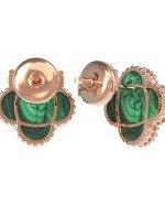 Серьги из золота 585 пробы c малахитом