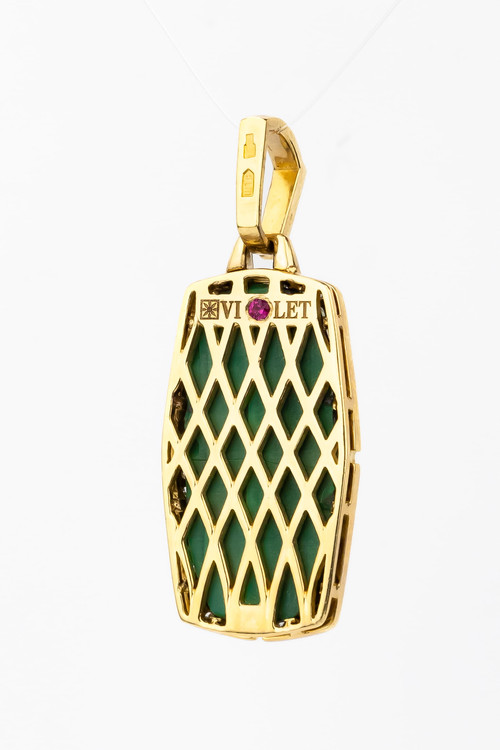 Подвеска из лимонного золота c бриллиантами, рубином и малахитом