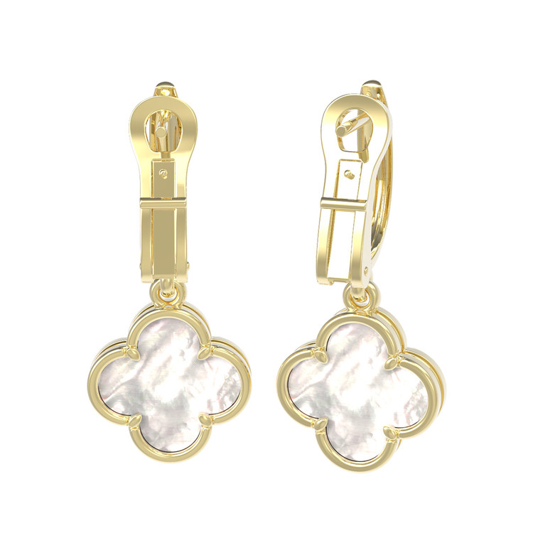 Серьги из лимонного золота c перламутром