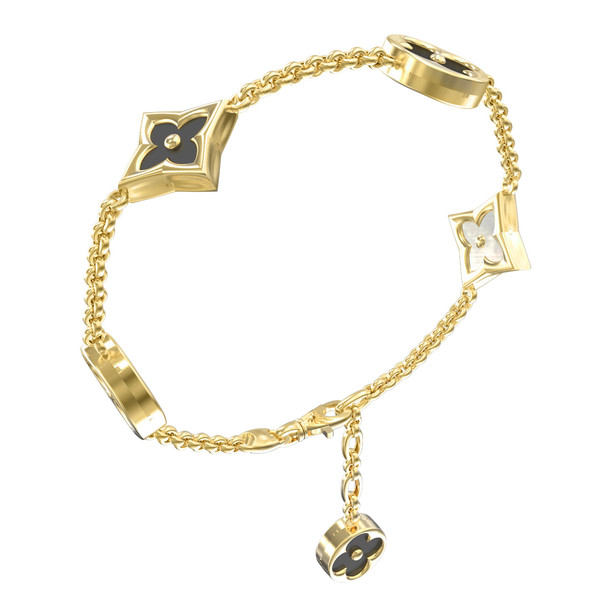 Браслет из лимонного золота c ониксом и перламутром