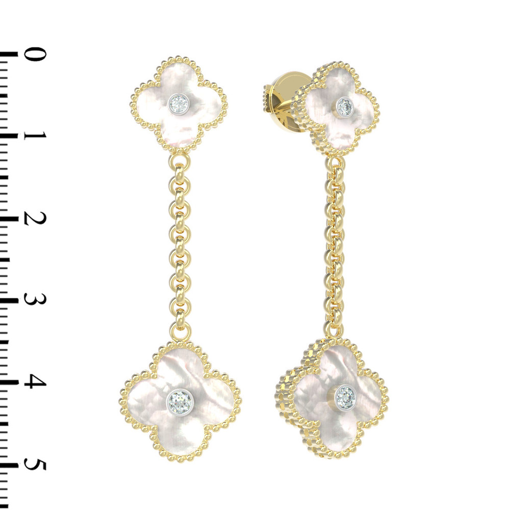Серьги из лимонного золота c бриллиантами и перламутром