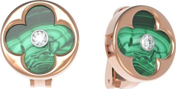 Серьги из золота c бриллиантами и малахитом