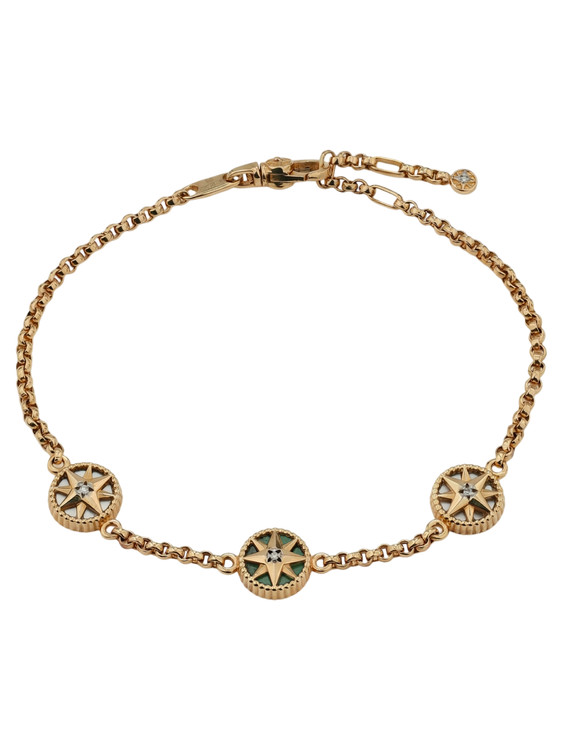 Браслет из золота c бриллиантами, малахитом и перламутром