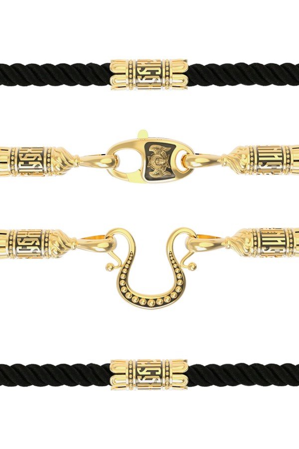 Шнурок шёлковый из лимонного золота c шёлковым шнурком