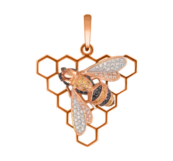 Подвеска из золота c эмалью и фианитом