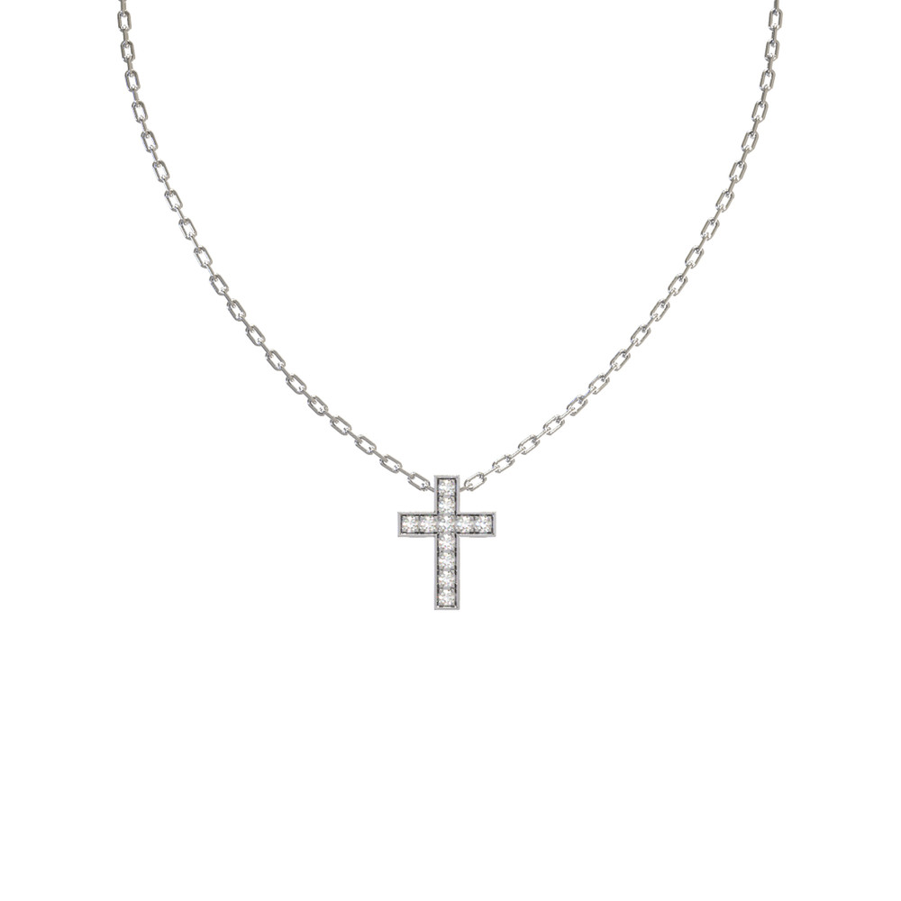 Крест из белого золота c бриллиантами
