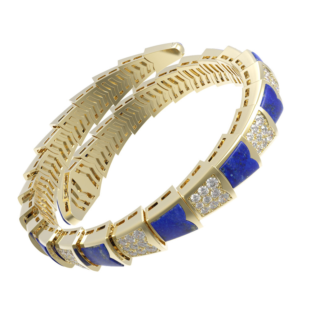 Браслет из лимонного золота c бриллиантами и лазуритом