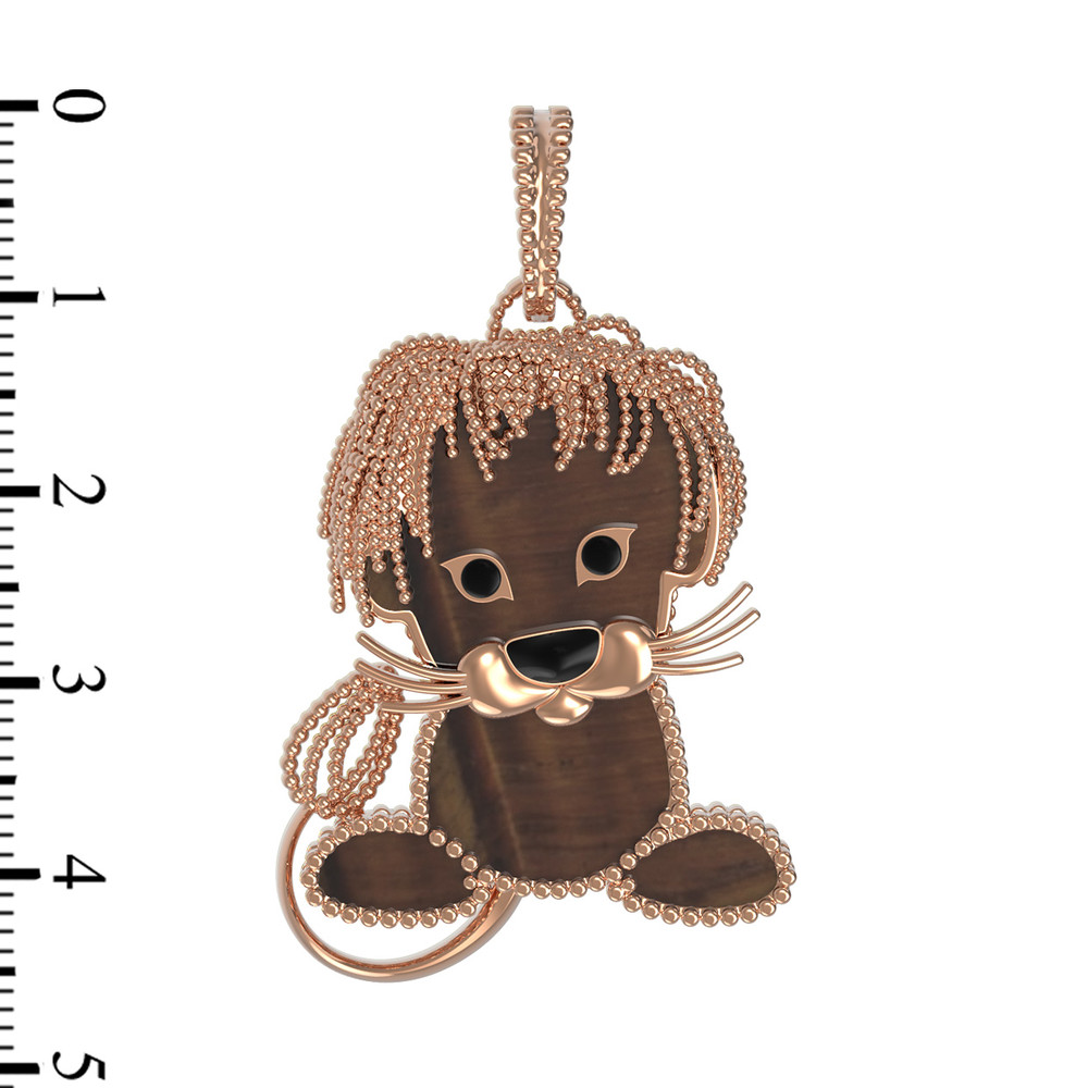 Подвеска из золота c эмалью и тигровым глазом