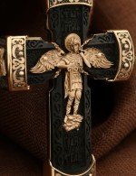 Крест из золота 585 пробы c эбеновым деревом