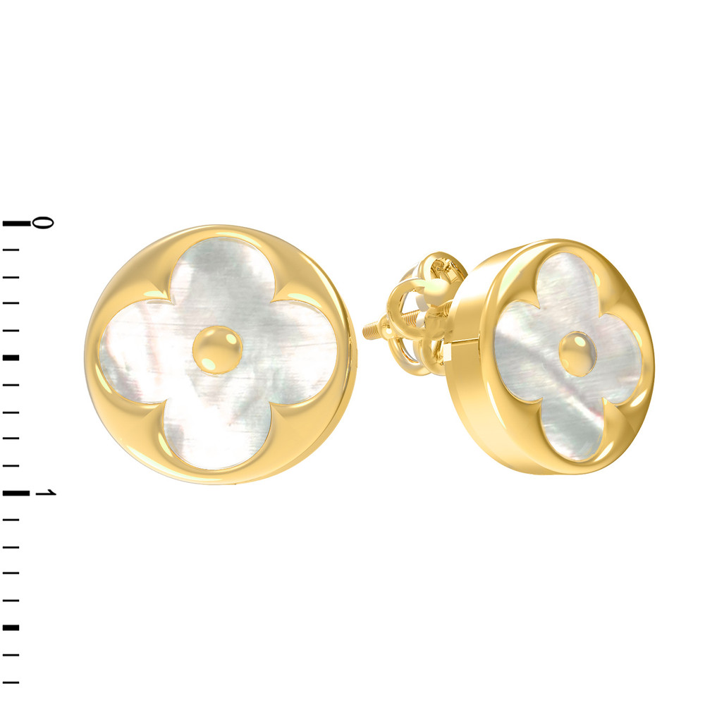 Серьги из лимонного золота c перламутром
