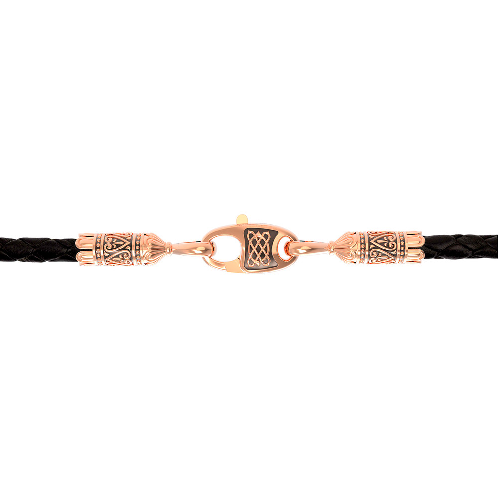 Гайтан из золота c кожаным шнурком