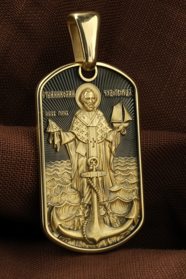 Образок из лимонного золота c эмалью