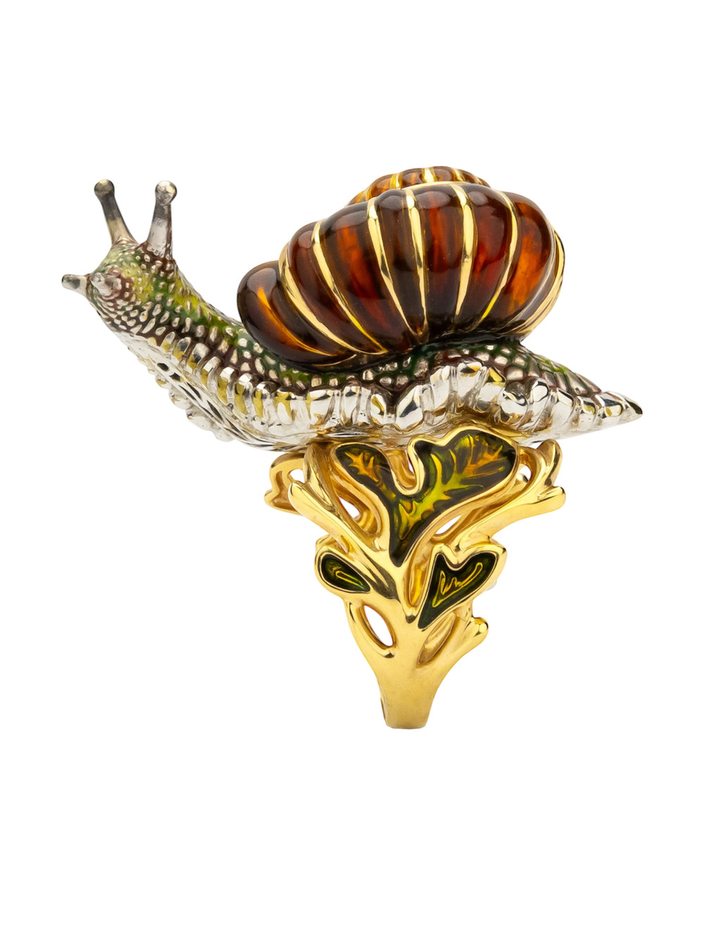 Кольцо из лимонного золота c эмалью