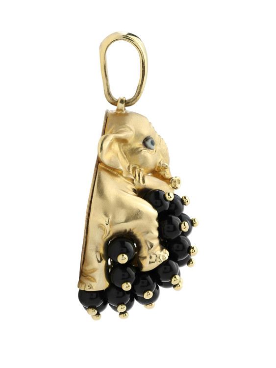 Подвеска из лимонного золота c эмалью и ониксом