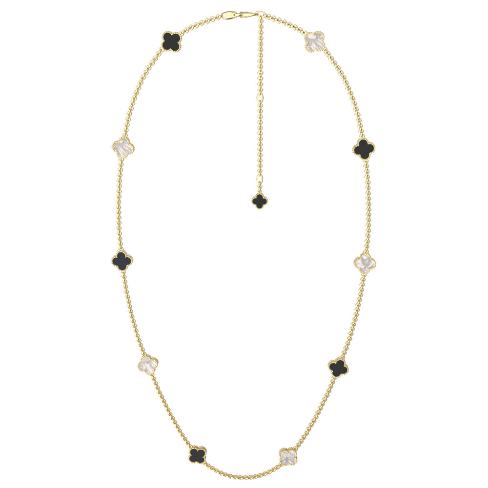 Колье из лимонного золота c ониксом и перламутром