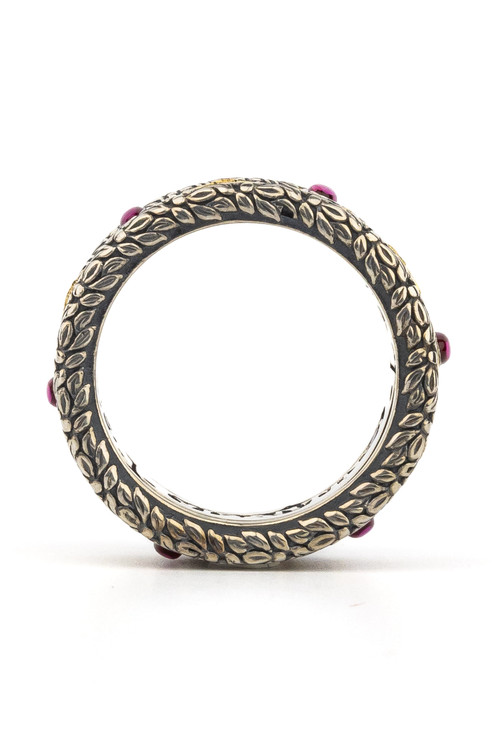 Кольцо из серебра и золота c бриллиантами, рубином и рубином