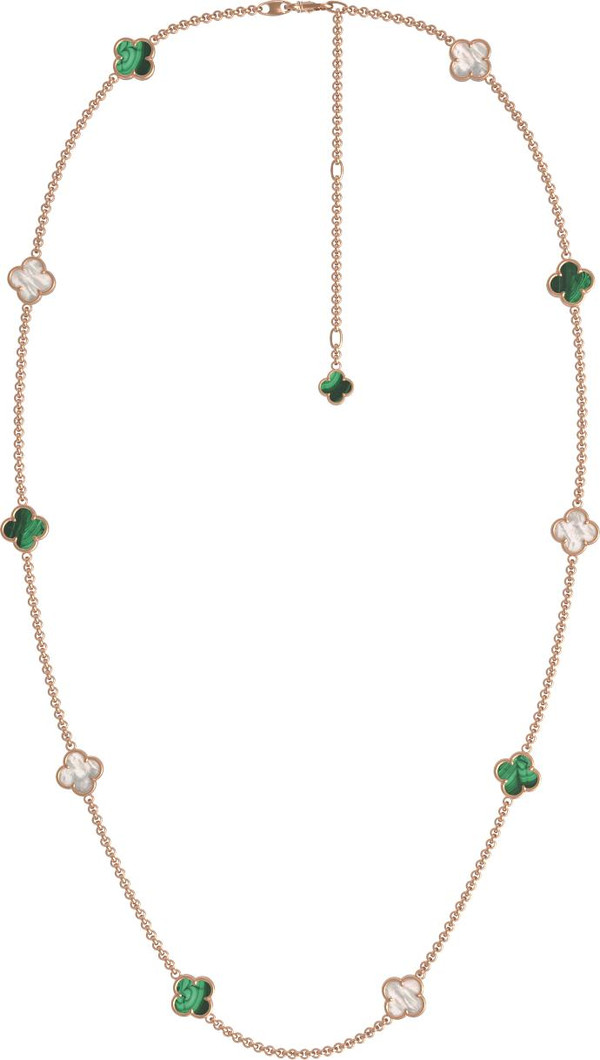 Колье из золота c малахитом и перламутром