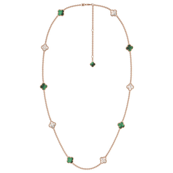 Колье из золота c малахитом и перламутром