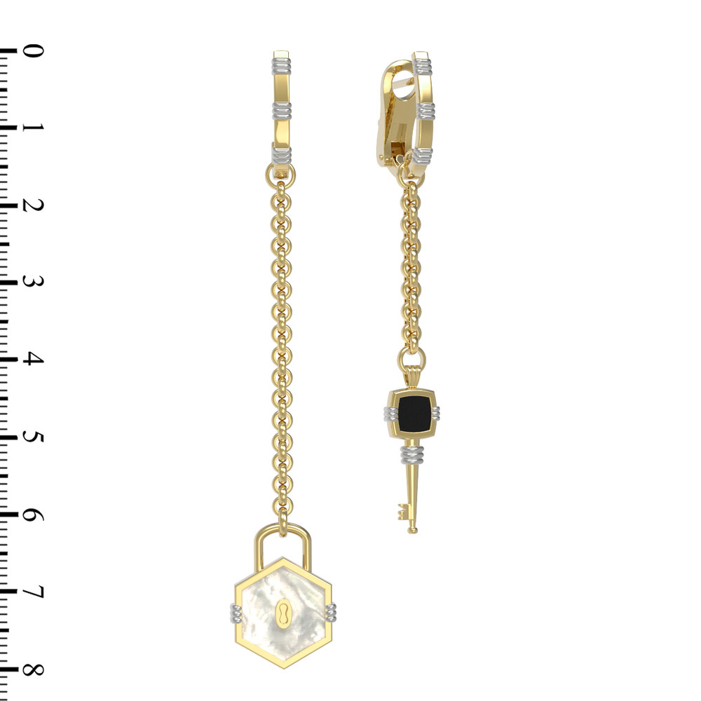 Серьги из лимонного золота c ониксом и перламутром