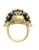 Кольцо из лимонного золота 585 пробы c эмалью и ониксом