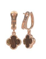 Серьги из золота 585 пробы c тигровым глазом
