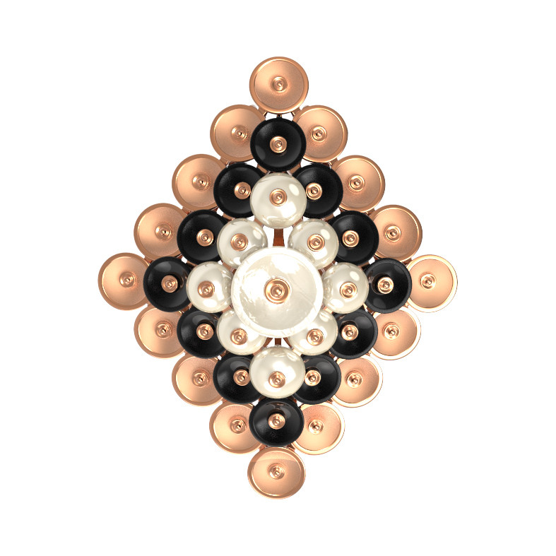 Подвеска из золота c ониксом и перламутром