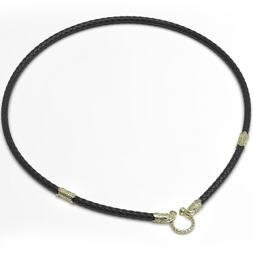 Гайтан из зелёного золота c кожаным шнурком