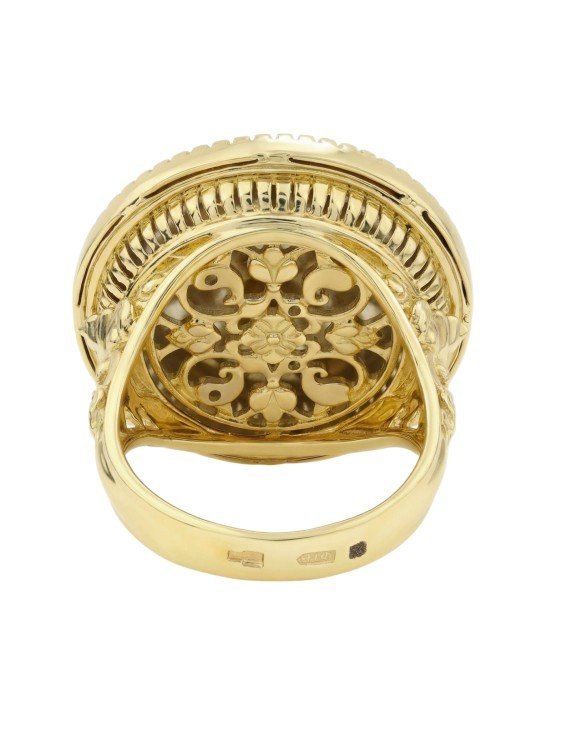 Кольцо из лимонного золота c эмалью