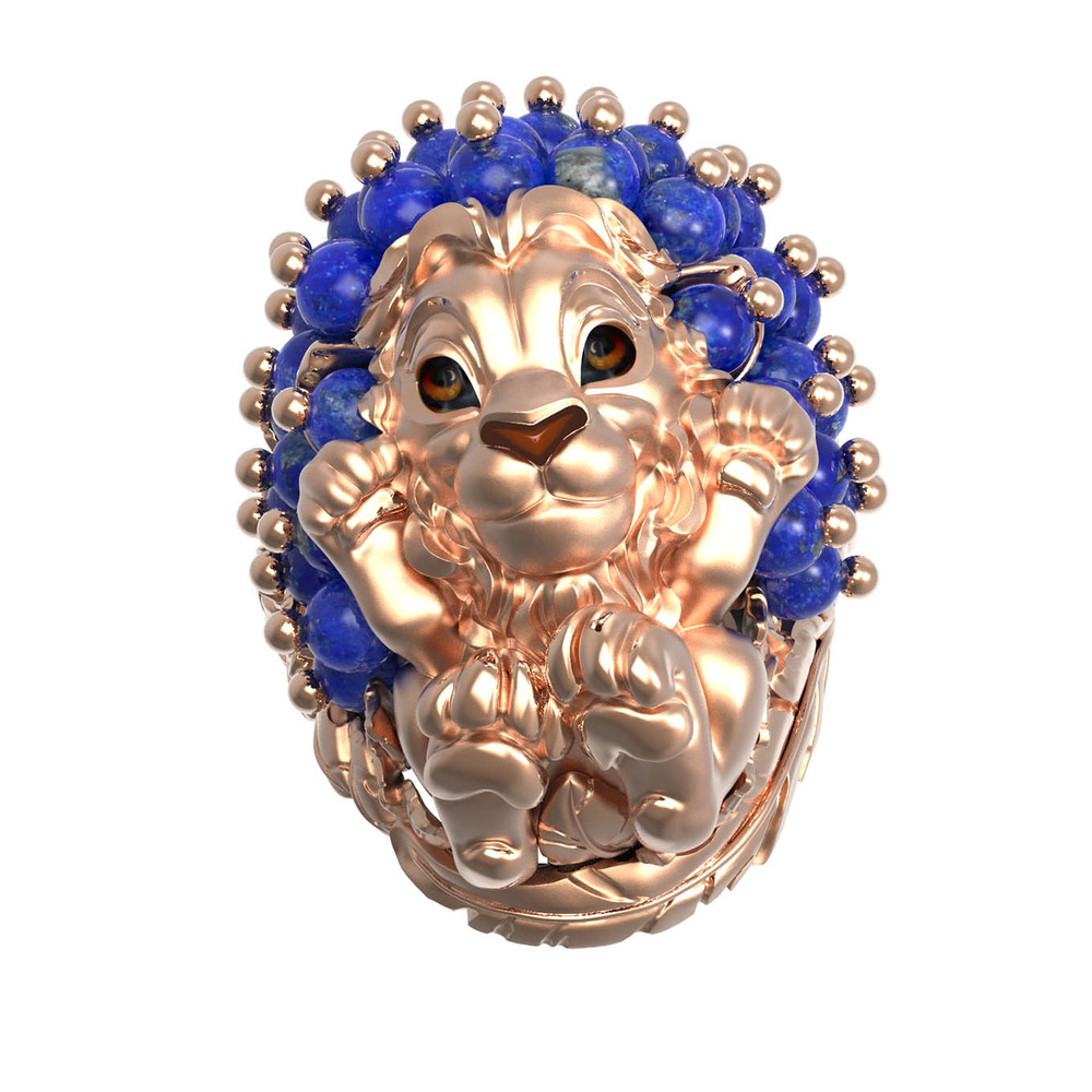 Кольцо из золота c эмалью и лазуритом