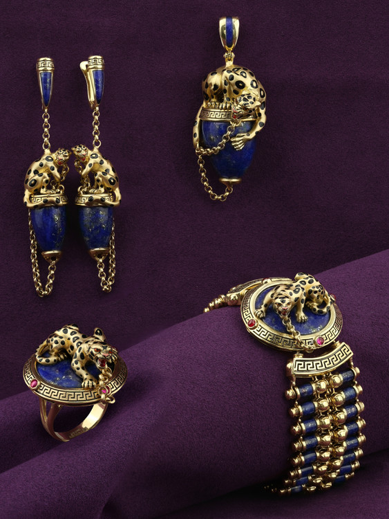 Подвеска из лимонного золота c эмалью и лазуритом