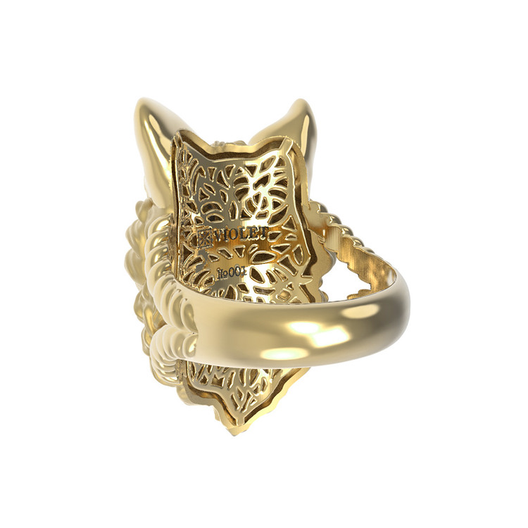 Кольцо из лимонного золота c эмалью