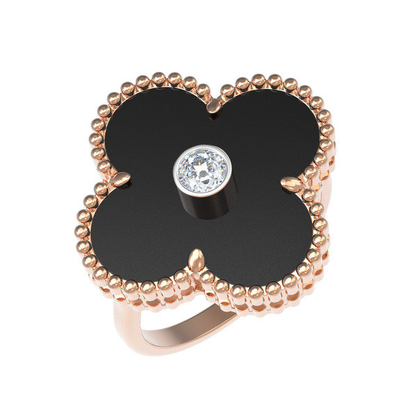 Кольцо из золота c бриллиантами и ониксом