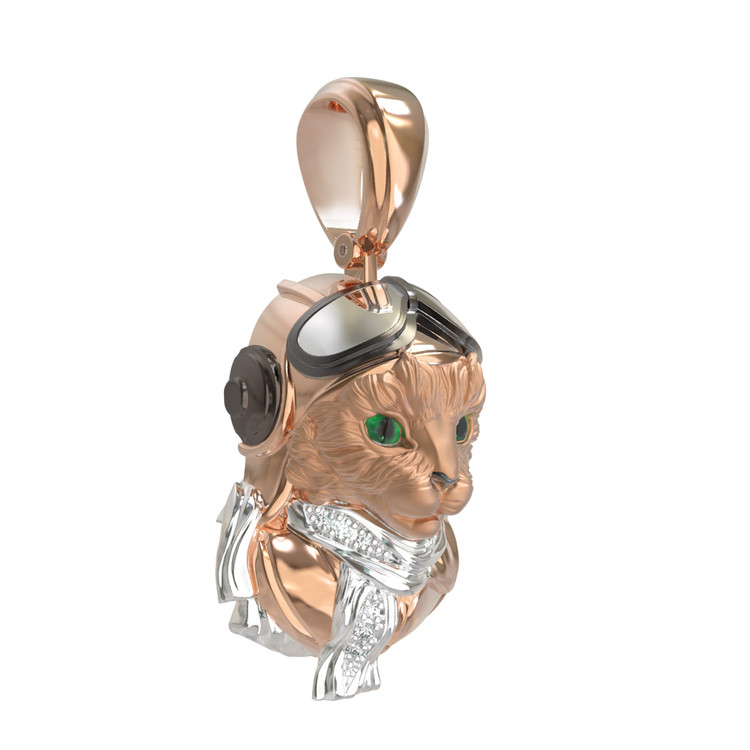 Подвеска из золота c эмалью, бриллиантами и рубином