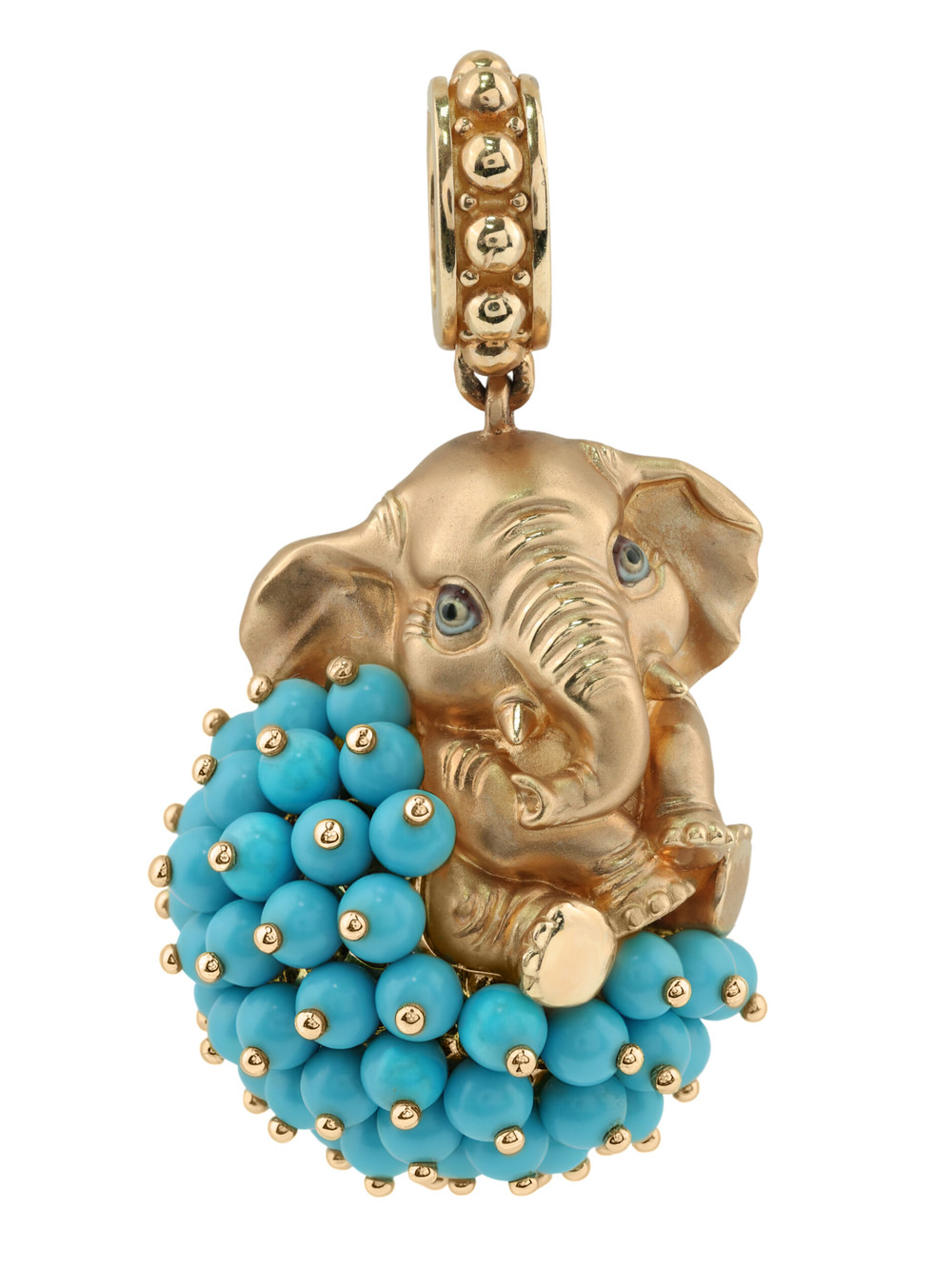 Подвеска из золота c эмалью и бирюзой