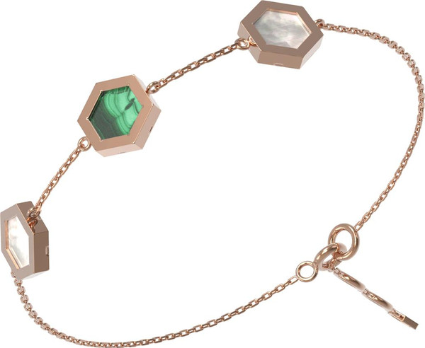 Браслет из золота c малахитом и перламутром