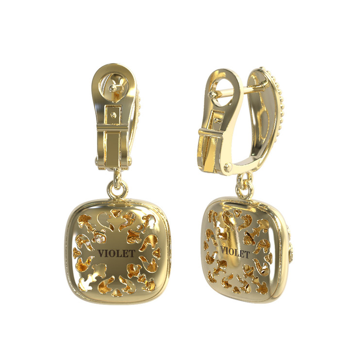 Серьги из лимонного золота c бриллиантами и малахитом