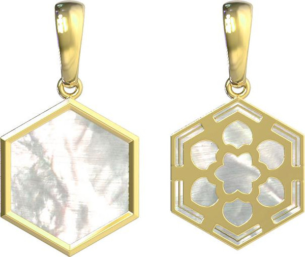 Подвеска из лимонного золота c перламутром