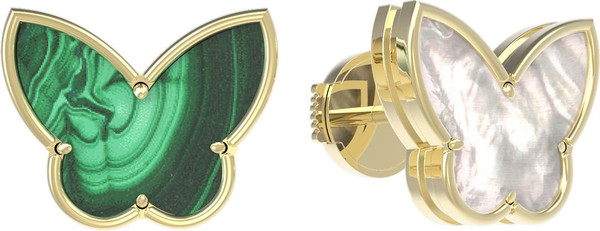 Серьги из лимонного золота c малахитом и перламутром