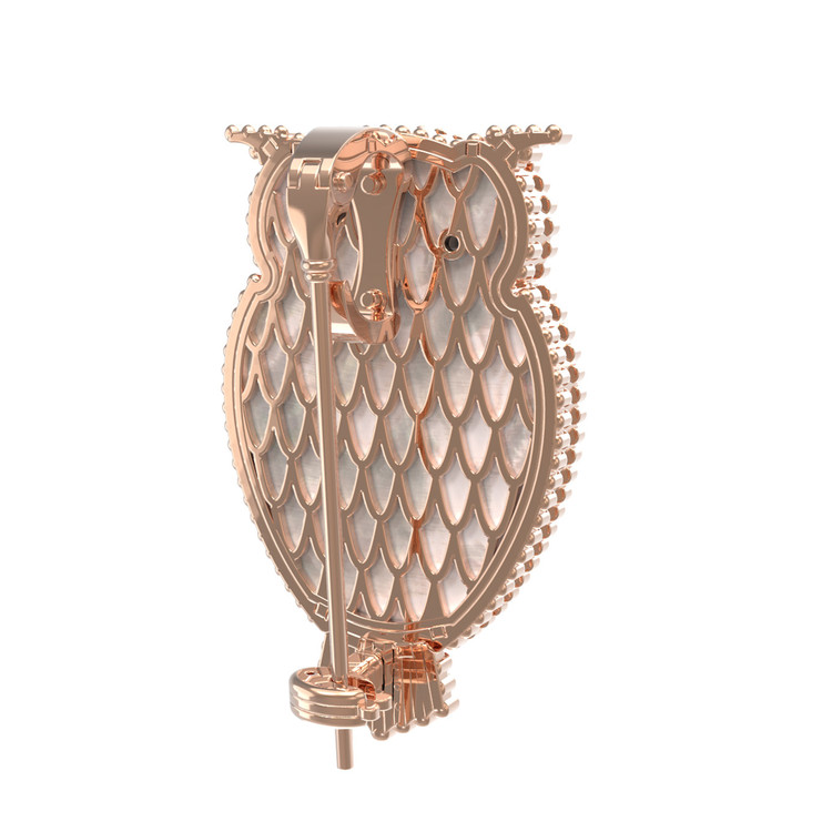 Брошь из золота c эмалью, ониксом и перламутром