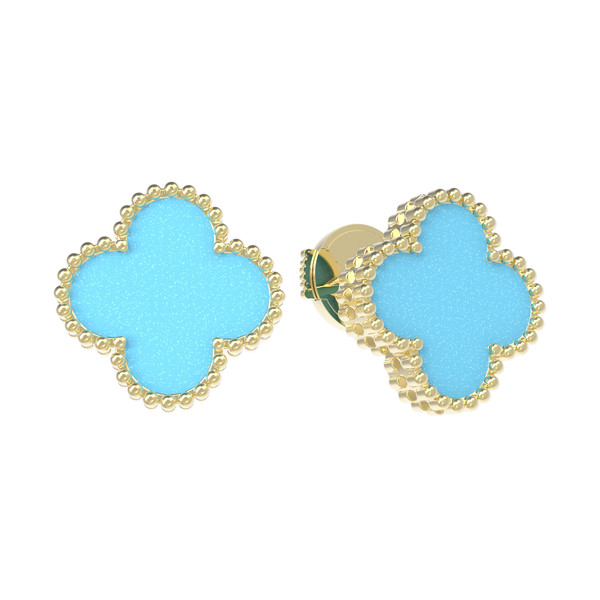 Серьги из лимонного золота c бирюзой